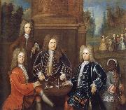 unknow artist Elibu Yale the 2nd Duke of Devonshire,Lord James Cavendish,Mr Tunstal and a Page Sweden oil painting artist